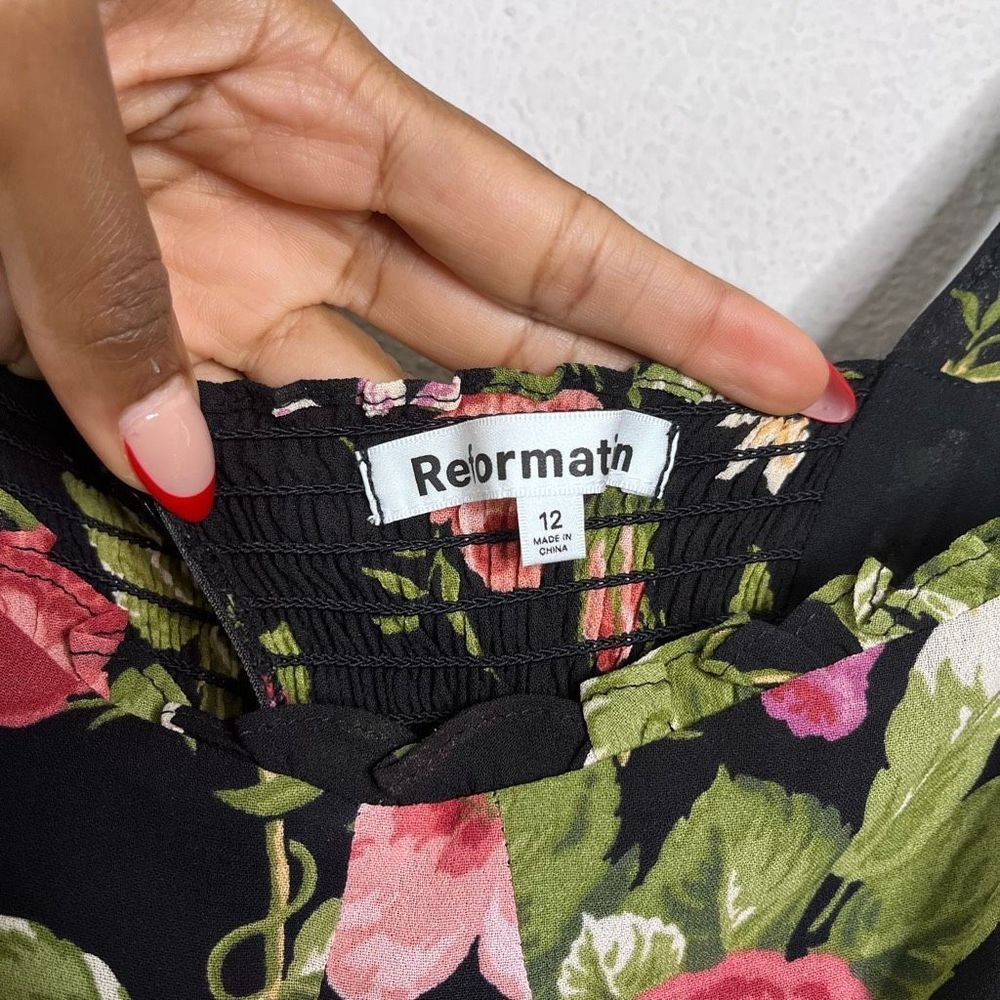 Reformation Black Floral Midi Dress - Picture 5 of 11